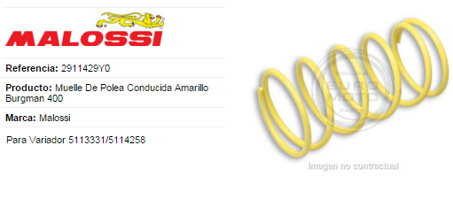 MUELLE EMBRAGUE MALOSSI SUZUKI BURGMAN 400 AMARILLO